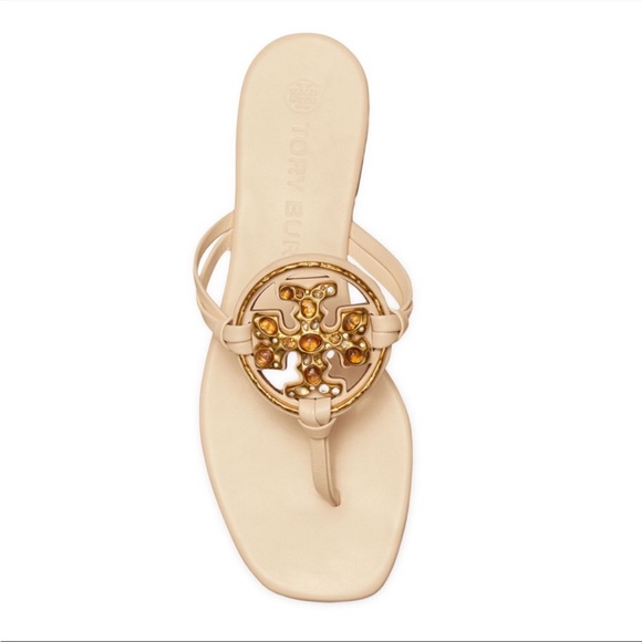 Tory Burch Shoes - Tory Burch Miller Jeweled Sandals Size 11M In Brie